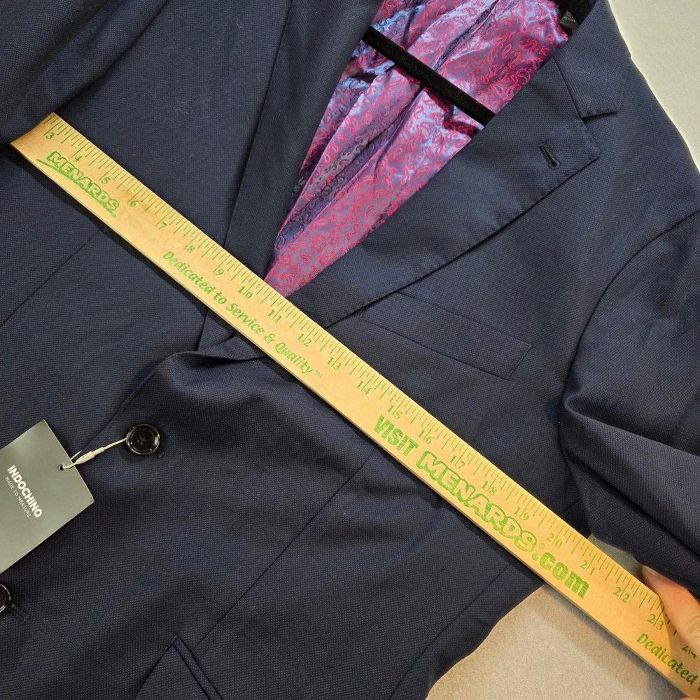 Indochino Mens Navy Blue Wool Blazer Sport Coat Jacket Yaletown 50 Men's size 41